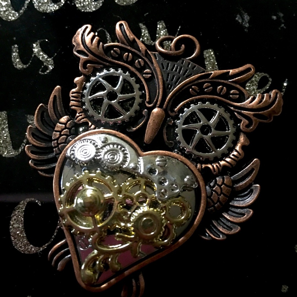 Copper, Silver & gold color Owl Pendant